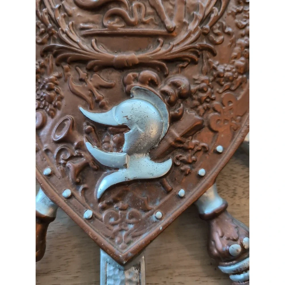 Cast Iron Shield Coat of Arms Swords Axes Dragon Perseus vs Medusa 32 X‎ 22